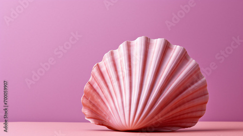 Seashell on pink background.