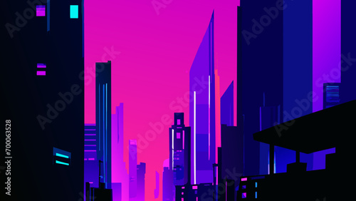 Neon cityscape silhouettes vektor icon illustation