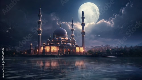 mosque at night photo