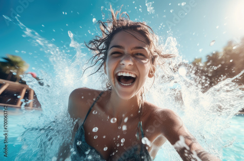 water park photo of young woman splashing © Kien