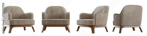 Armchair set isolated on transparent background. 3D render. © schab