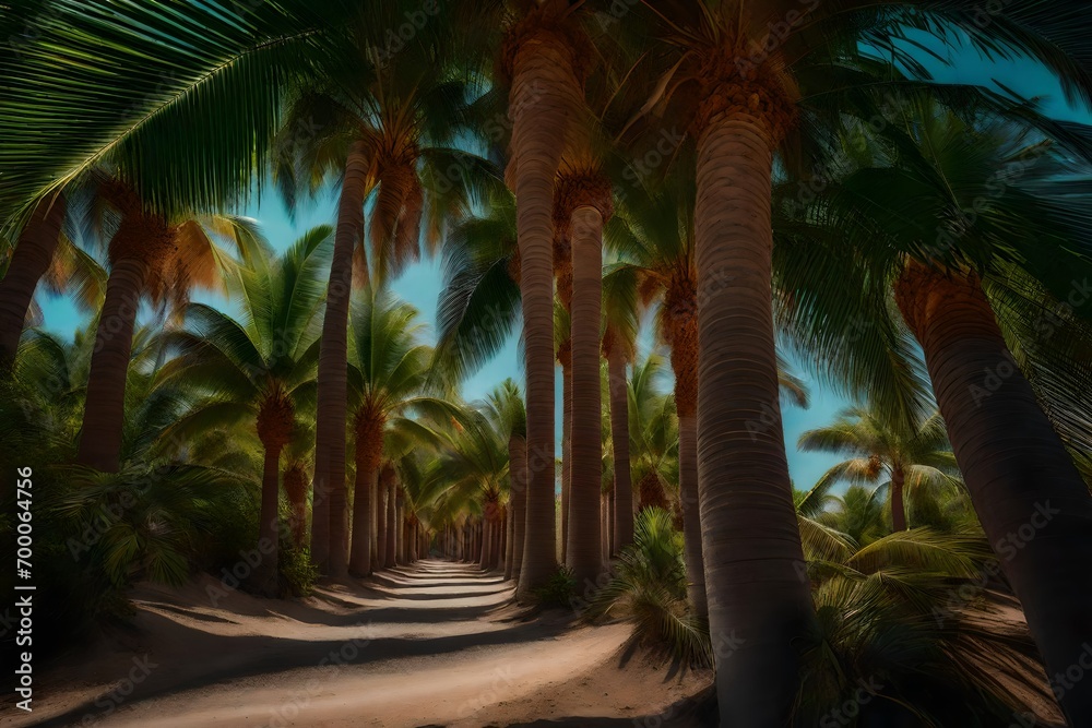 Gorgeous scenery with grooves made by palm trees.