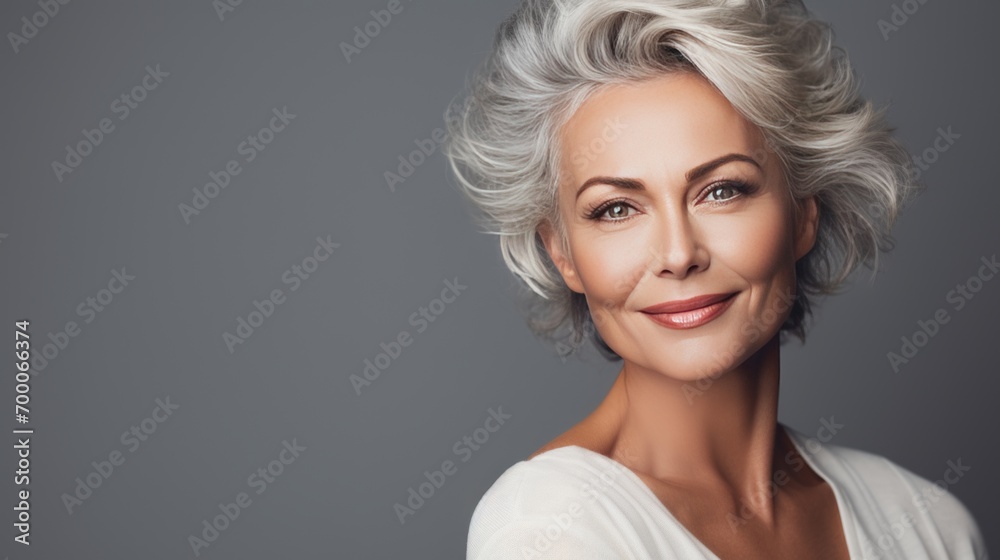 Elegant Silver Hair Portrait in Soft Lighting Elegant Silver Hair Portrait in Soft Lighting
