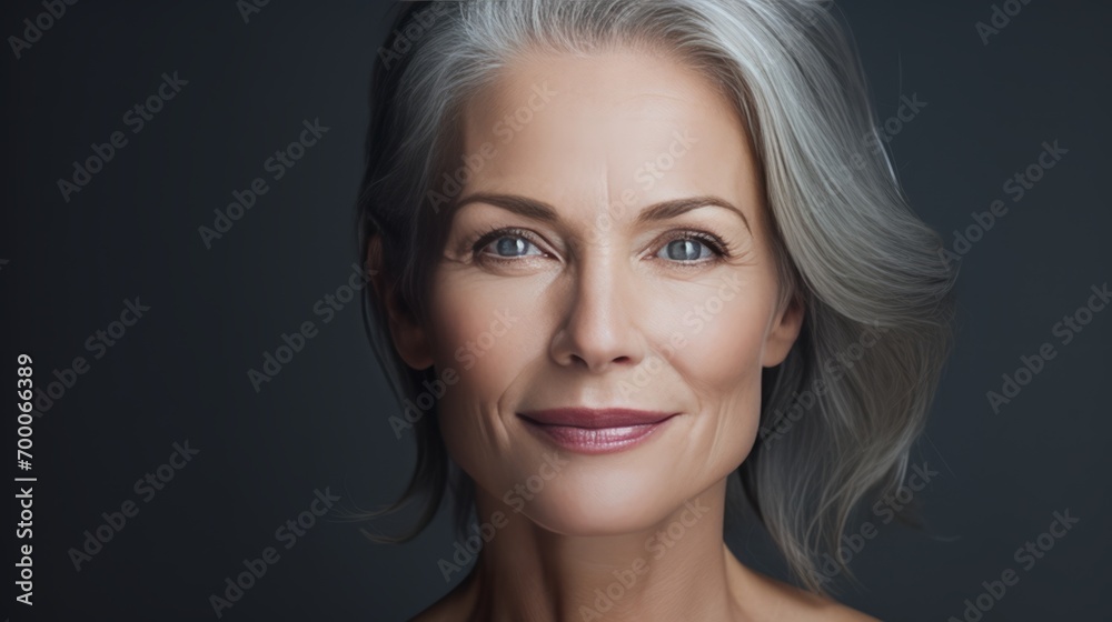 Fototapeta premium Elegant Silver Hair, Profile View
