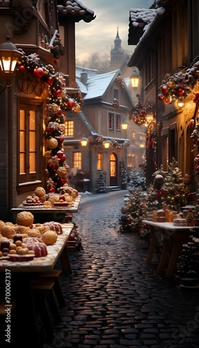 Christmas market in old town of Strasbourg  Alsace  France