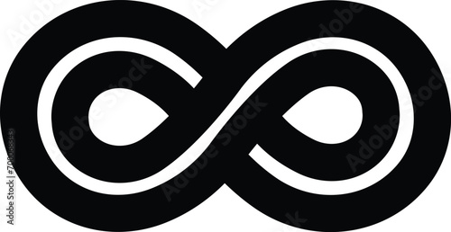 Infinity icon. Eternity, infinite, endless and forever loop symbol sign in black flat style isolated on transparent background. Symbol of repetition and unlimited cyclicity emblem.