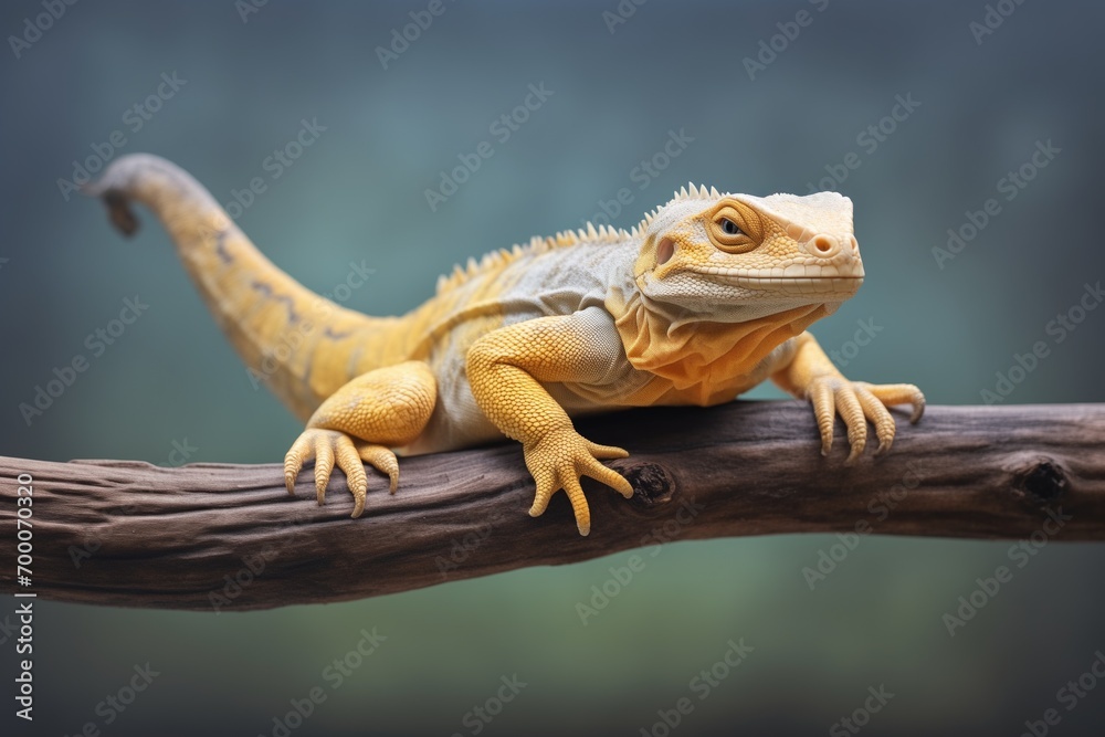 Naklejka premium monitor lizard heat on wooden branch