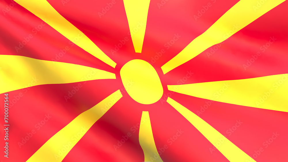 3D render - the national flag of Macedonia fluttering in the wind 3D render - the national flag of Macedonia fluttering in the wind