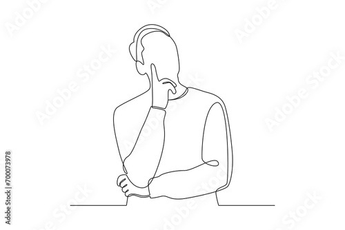 Continuous one line drawing Thinking or solving problem concept. Doodle vector illustration. photo