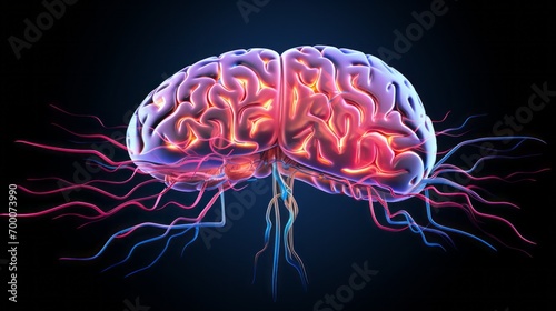 scientific Illustration of the human brain, Isolated. AI Generative