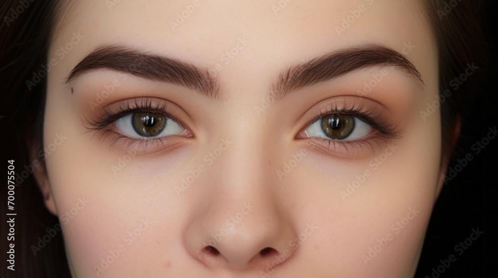 permanent eyeliner makeup close up. Healthy and clean skin young woman - obrazy, fototapety, plakaty 