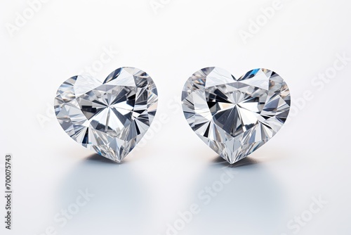 Three varying-sized heart-shaped diamonds on a light backdrop.
