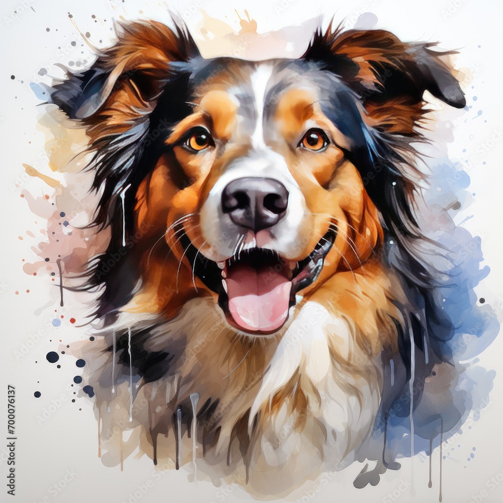 Fototapeta premium watercolor Collie clipart, Generative Ai