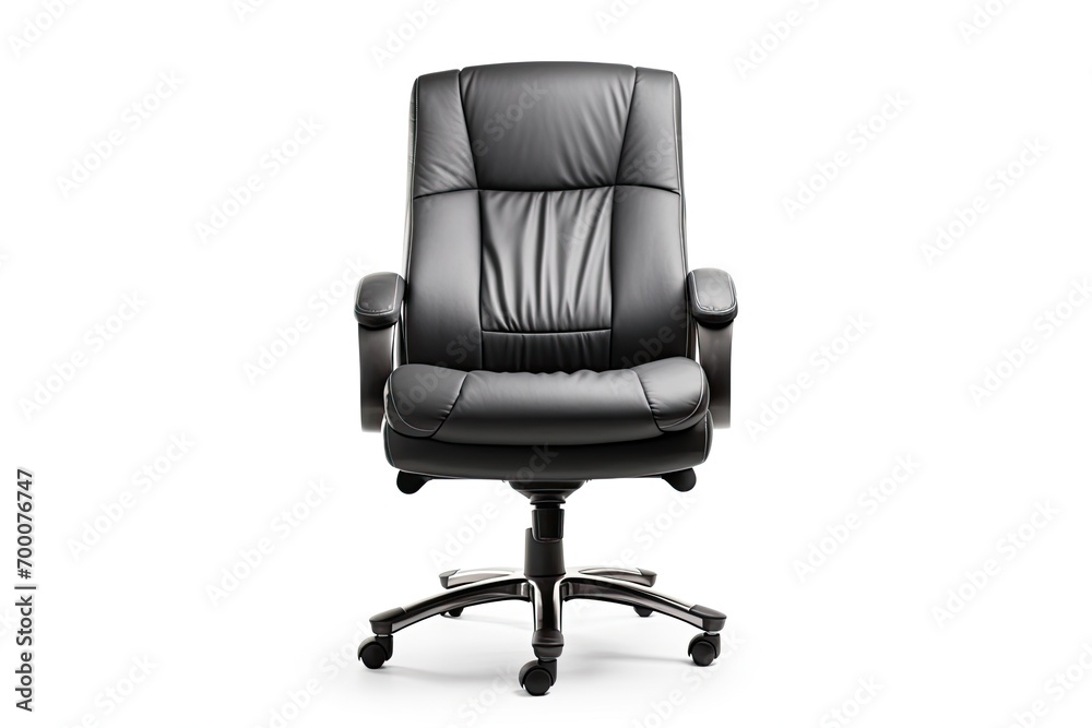 White background solitary black leather desk chair White background solitary black leather desk chair
