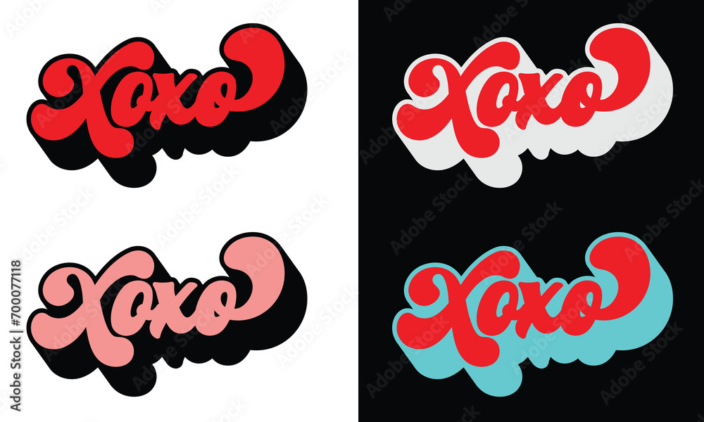 Xoxo, Awesome Valentine's Day Retro T-shirt Design, Vector File. Xoxo, Awesome Valentine's Day Retro T-shirt Design, Vector File.