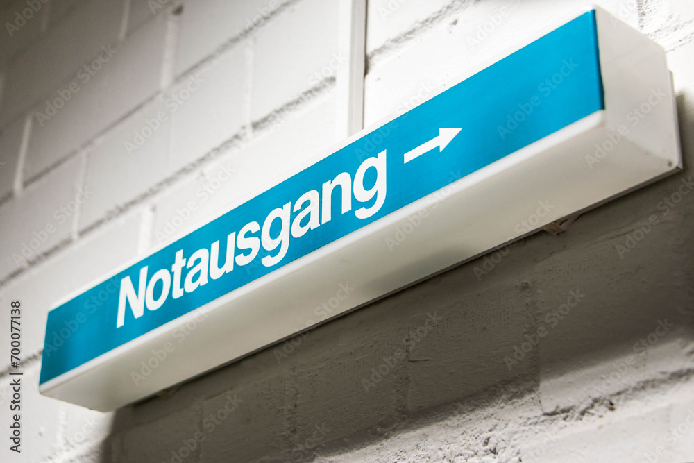German Sign Notausgang meaning Emergency exit light sign