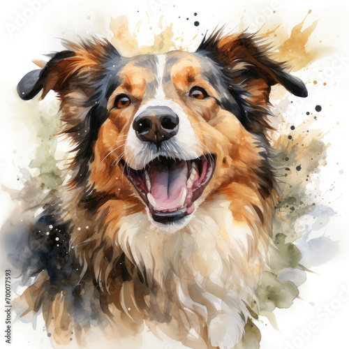 watercolor Collie clipart, Generative Ai