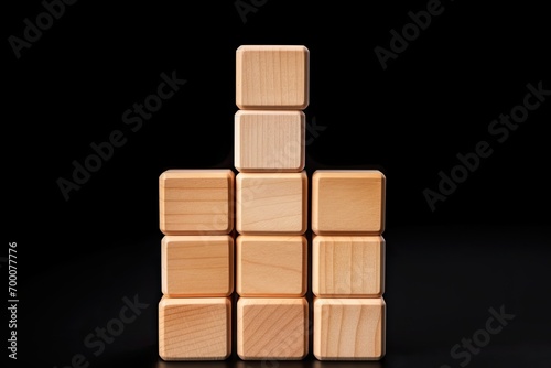 Wooden blocks on white background symbolize success, victory, and competition in business and education.