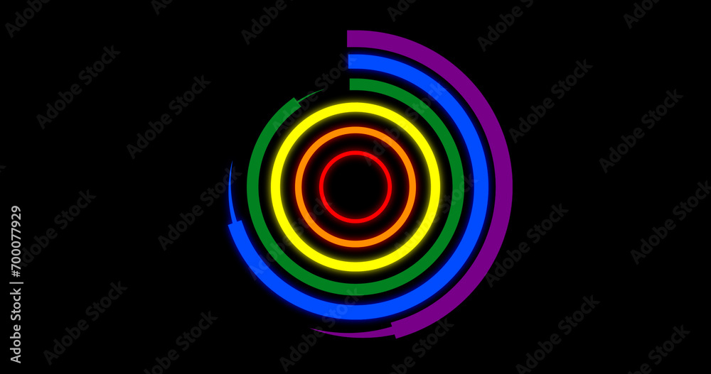 LGBTQ Pride Month colored circle spiral background. Rainbow-colored glowing smooth elliptical background animation. Concept of Equality and gender identity. LGBTQ Pride Month colored circle spiral background. Rainbow-colored glowing smooth elliptical background animation. Concept of Equality and gender identity.