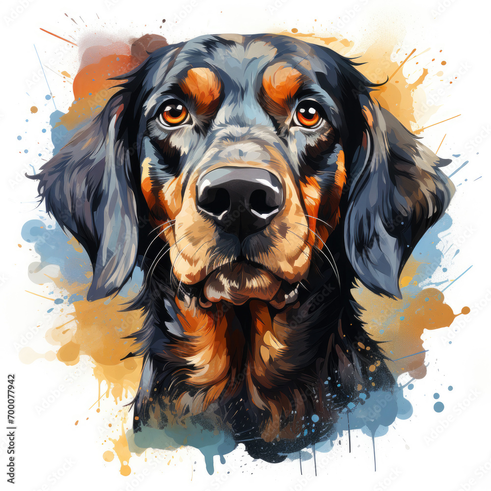 watercolor Coonhound clipart, Generative Ai