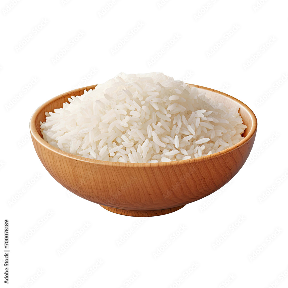 Bowl of rice isolated on transparent background