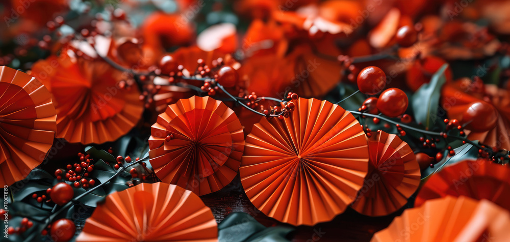 Naklejka premium A background image of a Chinese New Year theme, with red as the main color. Generative AI.