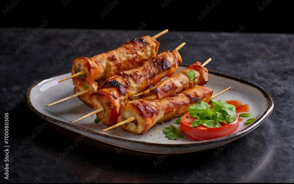 Capture the essence of Shish Taouk in a mouthwatering food photography shot