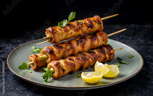 Capture the essence of Shish Taouk in a mouthwatering food photography shot photo