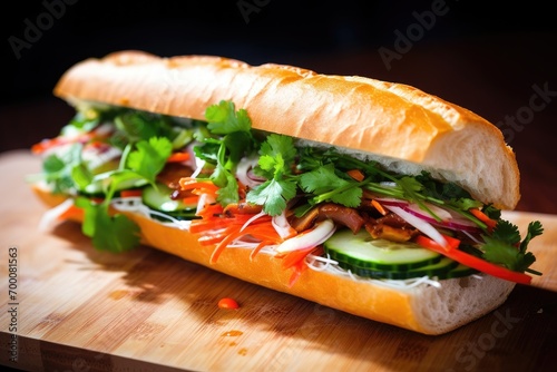 Vietnamese sandwich popular in Saigon, a type of Asian cuisine. photo
