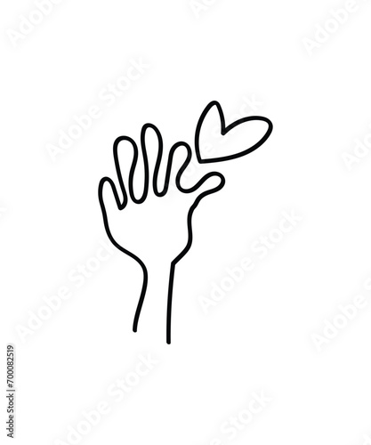 hand holding heart icon, vector best line icon.