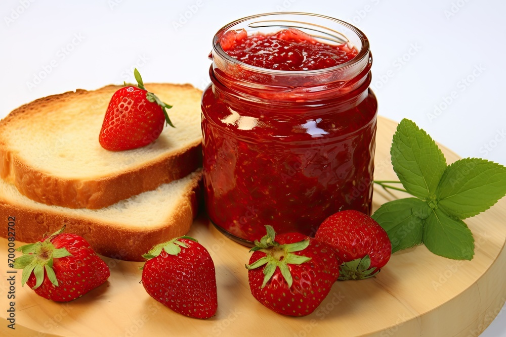 Strawberry homemade jam spread on breakfast bread Strawberry homemade jam spread on breakfast bread