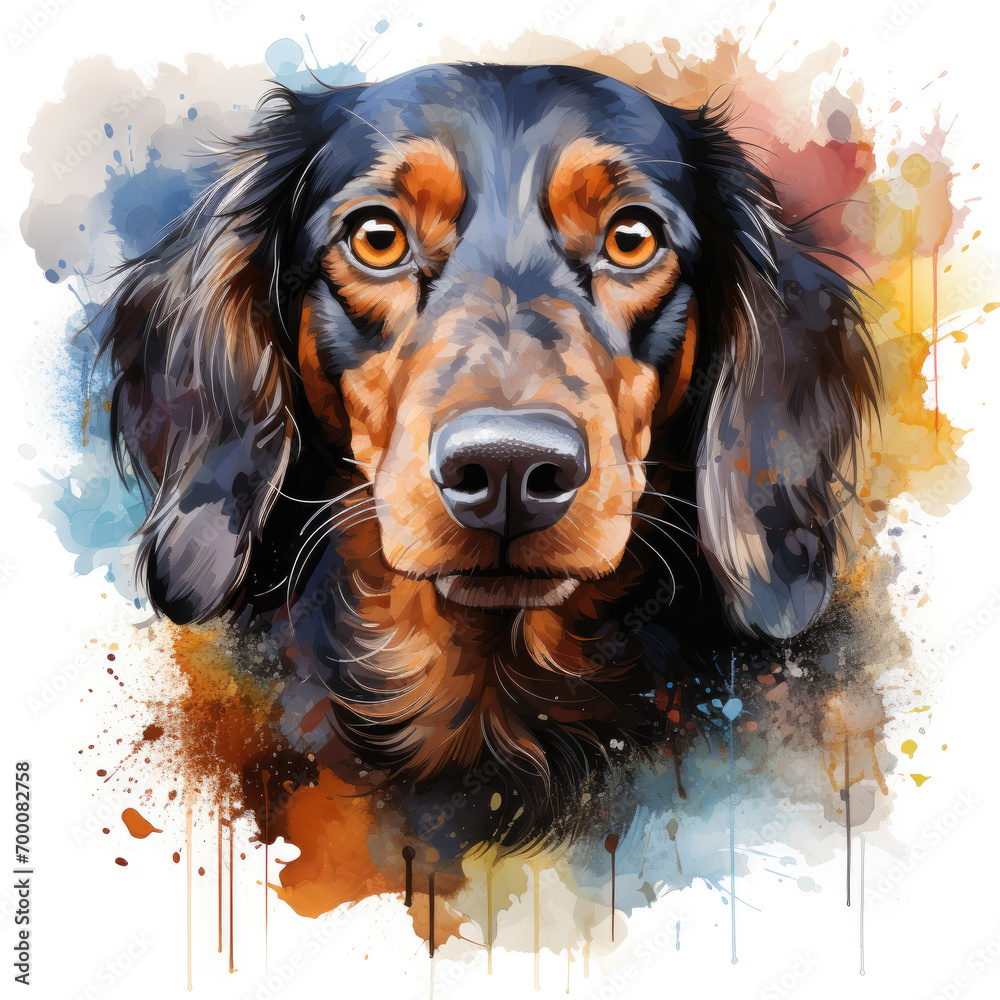 watercolor Dachshund clipart, Generative Ai watercolor Dachshund clipart, Generative Ai