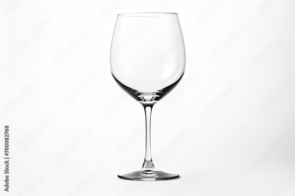 Fashionable wineglass without contents on a white backdrop.