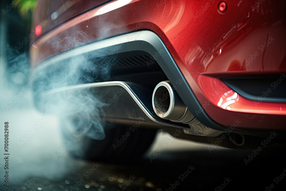 Fototapeta premium Car exhaust pipe in close up