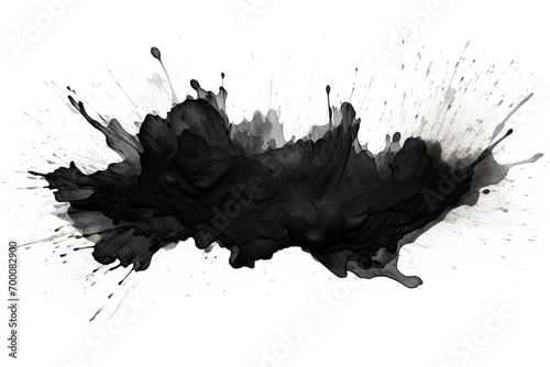 Black paint splash on white background