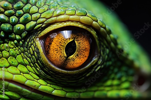 Close up of a green iguana s eye