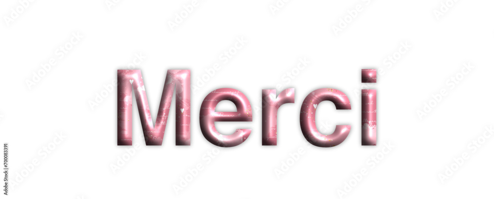 Merci - thank you written in French - lettering - pink color, embossed tubular font, transparent backgroun - image, poster, placard, banner, postcard, card. Merci - thank you written in French - lettering - pink color, embossed tubular font, transparent backgroun - image, poster, placard, banner, postcard, card.