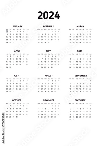 Pocket Calendar 2024 - english