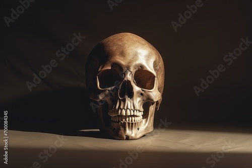 Empty space for writing with light and shadow on a skull
