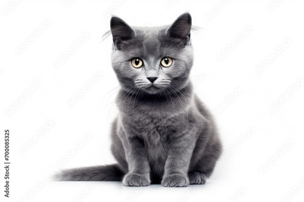 Gorgeous gray cat on a white background
