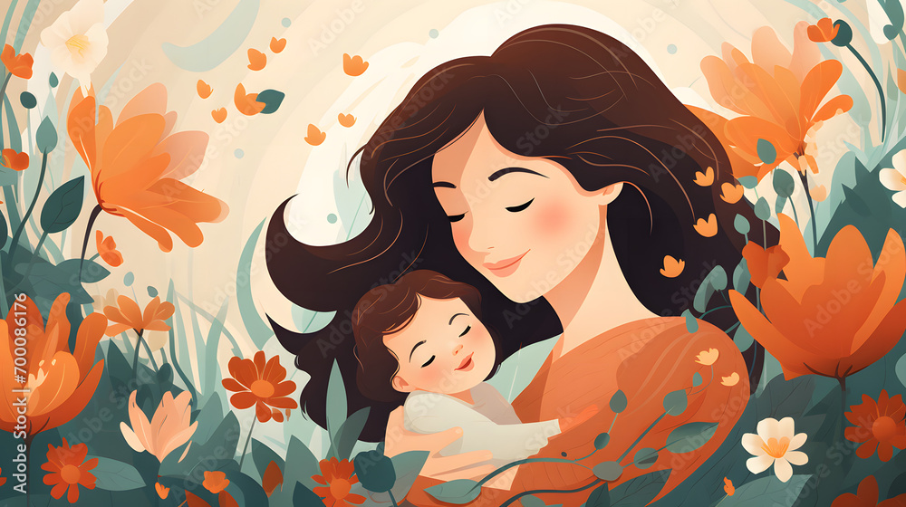 Happy mothers day illustration. Generative AI Happy mothers day illustration. Generative AI