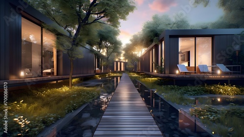 3d rendering of a modern luxury villa in the middle of nature