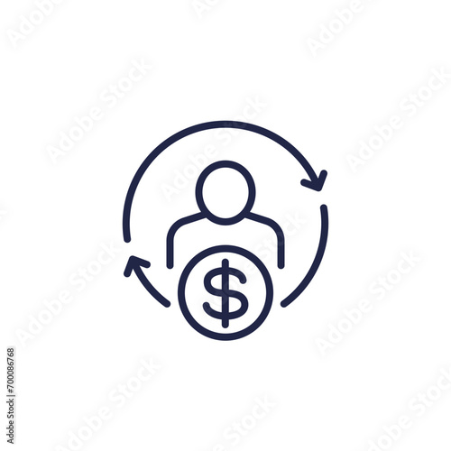 employee turnover cost line icon