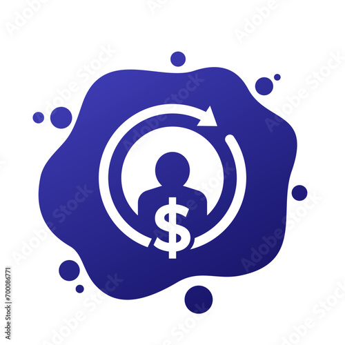 employee turnover cost vector icon for web