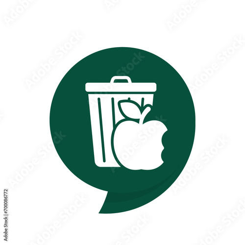food waste icon with a trash bin, vector