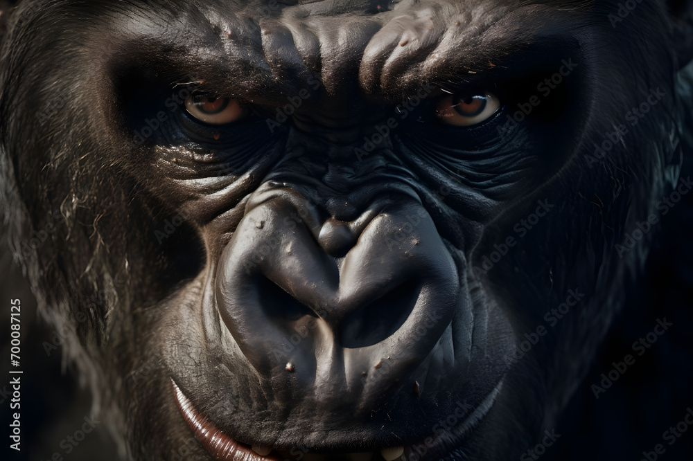 Black Gorilla Closeup Shoot in a Jungle - Ai Generated