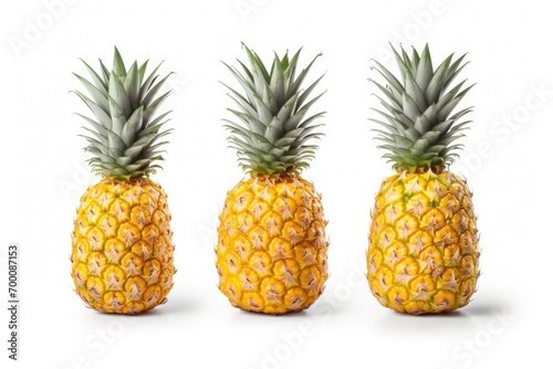 Isolated pineapple collection with clipping path on white background