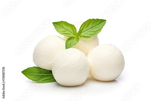 Italian mozzarella cheese isolated small balls white background