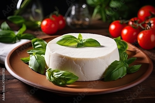 Italian soft cheese paired with basil and tomato