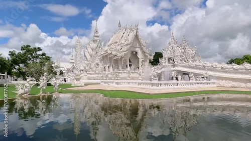 White temple or Wat Rong Khun in Chiang Rai Thailand video photo